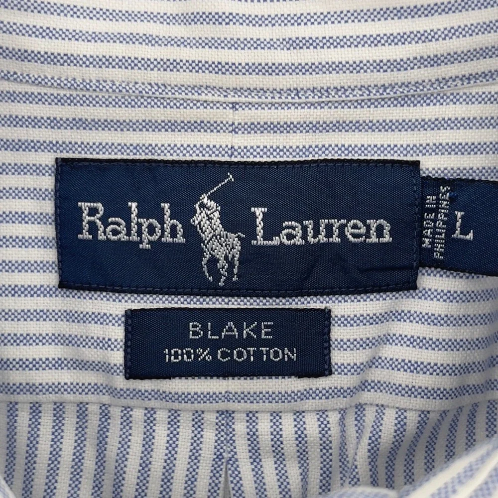 Ralph Lauren‎ Blake Mens Large Striped Short Sleeve Button Down Shirt - Picture 4 of 5